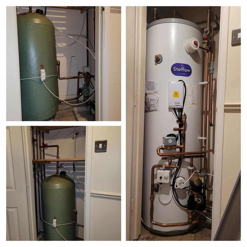 Boiler and hot water cylinder setup